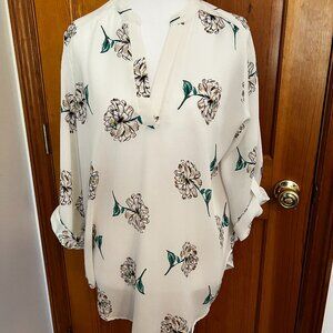 Stitch Fix Large Blouse by Lush lightweight - White with flowers